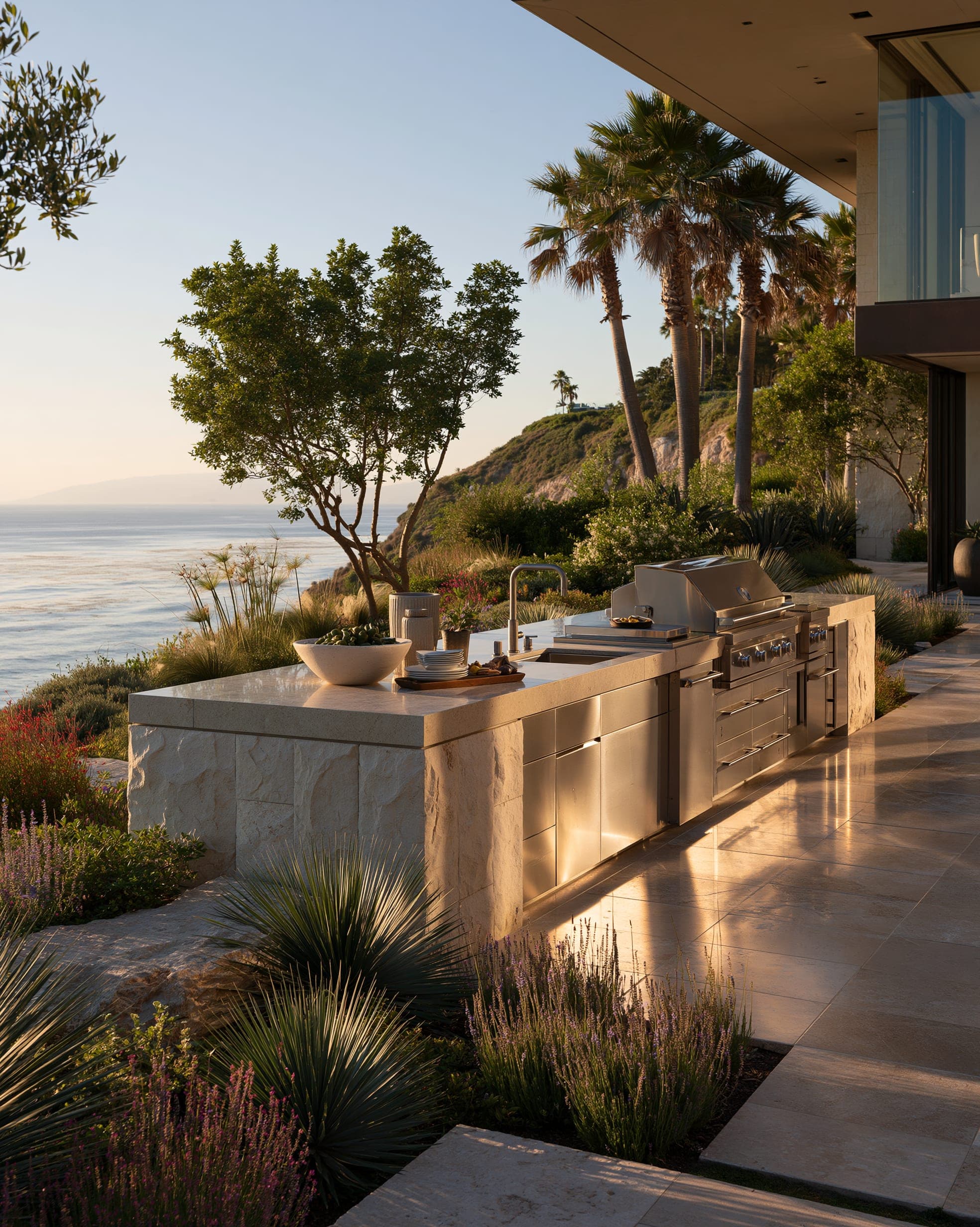 Palos Verdes — Estate kitchen, ocean light