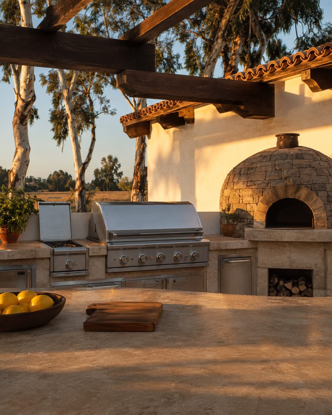Rancho Santa Fe — The estate kitchen, evening